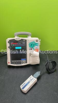 Philips Heartstart MRx Defibrillator Including Pacer, ECG and Printer Options with 1 x Paddle Lead, 1 x M3725A Test Load, 1 x Philips M3539A Module and 1 x Philips M3538A Module (Powers Up)