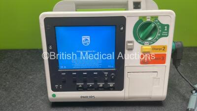 Philips Heartstart XL+ Defibrillator Including ECG and Printer Options with 1 x Paddle Lead, and 1 x Battery (Powers Up) *SN US31410935* - 2