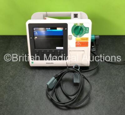 Philips Heartstart XL+ Defibrillator Including Pacer, ECG and Printer Options with 1 x Paddle Lead and 1 x Battery (Powers Up) *SN USD1615725*