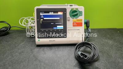 Philips Heartstart XL+ Defibrillator Including ECG and Printer Options with 1 x Paddle Lead, 1 x 3 Lead ECG Lead and 1 x Battery (Powers Up) *SN US31410924*