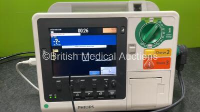 Philips Heartstart XL+ Defibrillator Including ECG and Printer Options with 1 x Paddle Lead, 1 x 3 Lead ECG Lead and 1 x Battery (Powers Up) *SN US31410939* - 2