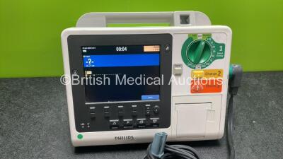 Philips Heartstart XL+ Defibrillator Including ECG and Printer Options with 1 x Paddle Lead and 1 x Battery (Powers Up) *SN US31410956* - 2