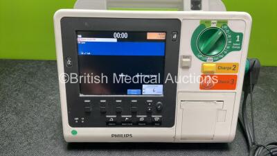 Philips Heartstart XL+ Defibrillator Including ECG and Printer Options with 1 x Paddle Lead and 1 x Battery (Powers Up) *SN US31410982* - 2