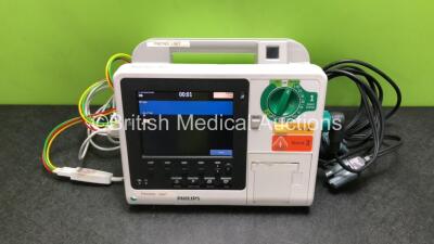 Philips Heartstart XL+ Defibrillator Including Pacer, ECG and Printer Options with 1 x ECG Lead, 1 x Paddle Lead and 1 x Battery (Powers Up) *SN U31410812*