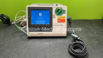 Philips Heartstart XL+ Defibrillator Including ECG and Printer Options with 1 x Paddle Lead, 1 x 3 Lead ECG Lead and 1 x Battery (Powers Up) *SN US3410817*