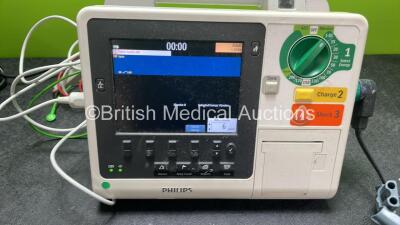 Philips Heartstart XL+ Defibrillator Including ECG and Printer Options with 1 x Paddle Lead, 1 x 3 Lead ECG Lead and 1 x Battery (Powers Up) *SN US3410817* - 2