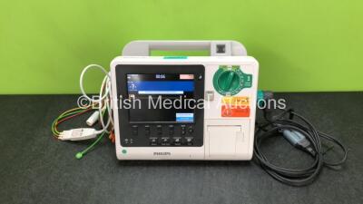 Philips Heartstart XL+ Defibrillator Including ECG and Printer Options with 1 x ECG Lead, 1 x Paddle Lead and 1 x Battery (Powers Up) *SN US31410952*