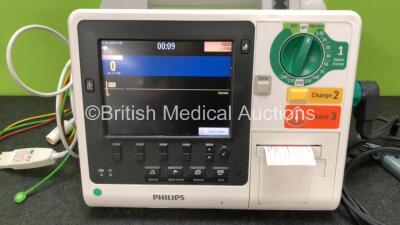 Philips Heartstart XL+ Defibrillator Including ECG and Printer Options with 1 x ECG Lead, 1 x Paddle Lead and 1 x Battery (Powers Up) *SN US31410952* - 2