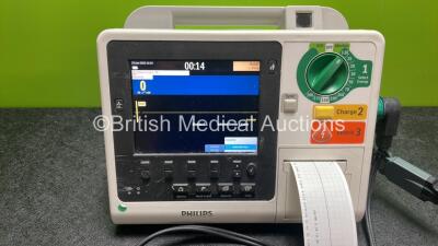 Philips Heartstart XL+ Defibrillator Including ECG and Printer Options with 1 x Paddle Lead and 1 x Battery (Powers Up) *SN US31410971* - 2