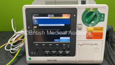 Philips Heartstart XL+ Defibrillator Including ECG and Printer Options with 1 x Paddle Lead, 1 x 3 Lead ECG Lead and 1 x Battery (Powers Up) *SN US31410937* - 2