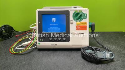 Philips Heartstart XL+ Defibrillator Including ECG and Printer Options with 1 x Paddle Lead, 1 x 3 Lead ECG Lead and 1 x Battery (Powers Up) *SN US31410941*