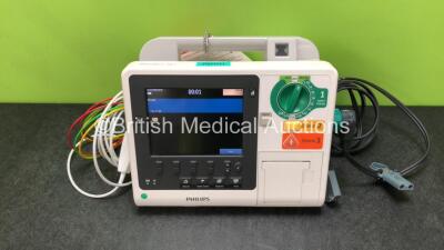 Philips Heartstart XL+ Defibrillator Including ECG and Printer Options with 1 x ECG Lead, 1 x Paddle Lead and 1 x Battery (Powers Up) *SN US31410920*