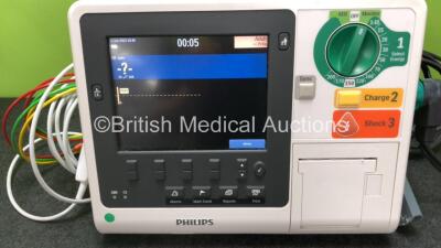 Philips Heartstart XL+ Defibrillator Including ECG and Printer Options with 1 x ECG Lead, 1 x Paddle Lead and 1 x Battery (Powers Up) *SN US31410920* - 2