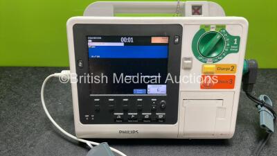 Philips Heartstart XL+ Defibrillator Including ECG and Printer Options with 1 x Paddle Lead, 1 x 5 Lead ECG Lead and 1 x Battery (Powers Up) *SN US31410976* - 2