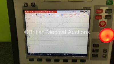 GS Corpuls3 Slim Defibrillator Ref : 04301 with Corpuls Patient Box Ref : 04200 with Pacer, Oximetry, ECG-D, ECG-M, CO2, CPR, NIBP, Temp-1, Temp-2, P1 P2, P3 P4 and Printer Options, 3 x Batteries and Corpuls Display Unit *Mfd - 2013 / 2014* (Powers Up and - 2