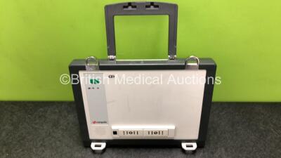 GS Corpuls3 Slim Defibrillator Ref : 04301 with Corpuls Patient Box Ref : 04200 with Pacer, Oximetry, ECG-D, ECG-M, CO2, CPR, NIBP, Temp-1, Temp-2, P1 P2, P3 P4 and Printer Options, 3 x Batteries and Corpuls Display Unit *Mfd - 2013 / 2014* (Powers Up and - 5