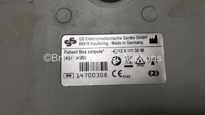 GS Corpuls3 Slim Defibrillator Ref : 04301 with Corpuls Patient Box Ref : 04200 with Pacer, Oximetry, ECG-D, ECG-M, CO2, CPR, NIBP, Temp-1, Temp-2, P1 P2, P3 P4 and Printer Options, 3 x Batteries and Corpuls Display Unit *Mfd - 2013 / 2014* (Powers Up and - 7