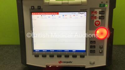 GS Corpuls3 Slim Defibrillator Ref : 04301 with Corpuls Patient Box Ref : 04200 with Pacer, Oximetry, ECG-D, ECG-M, CO2, CPR, NIBP and Printer Options, 2 x Batteries and Corpuls Display Unit *Mfd - 2013 / 2014* (Powers Up and Passes Self Test) *13851284 / - 2