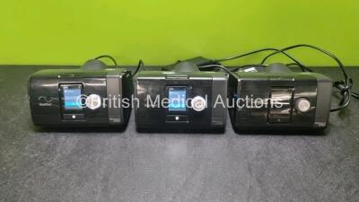 3 x ResMed Airsense 10 Autoset CPAP Units (All Power Up) with 2 x Power Supplies *SN 23151373302 / 23152050352 / 2315158823*