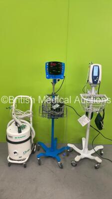 1 x Welch Allyn SPOT Vital Signs Monitor on Stand, 1 x GE Dinamap Carescape V100 Vital Signs Monitor on Stand (Both Power Up) and 1 x deSoutter Clean Cast System with Handpiece (No Power) *S/N SDT11070016SA / 201402792*