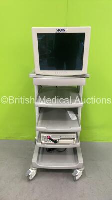 Storz Stack Trolley with Storz Monitor and Sony UP-2300P Colour Video Printer (No Power)