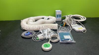 Mixed Lot Including 1 x Sonic Aid US Transducer, 1 x Welch Allyn REF 412574 NIBP Module, 1 x Welch Allyn REF 405672 NIBP Module, 2 x Drager Air Hoses, 3 x SpO2 Finger Sensors and 1 x Bair Hugger Tubing *Damaged-See Photo* 1 x Mortara AMxx Series Patient C