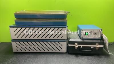 Mixed Lot Including 1 x RB CLS 100-1 Light Source (Powers Up) 2 x Karl Storz Plastic Instrument Trays and 2 x Micro Line Advanced Surgical Instrument Trays