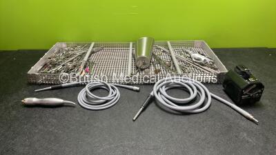 Mixed Lot Including 2 x Light Source Cables, 1 x Harmonic Ethicon Endo Surgery Handpiece *Cut Cable-See Photo* 1 x Stryker REF 7126-120-000 Battery Aseptic Housing and Various Surgical Instruments with Tray