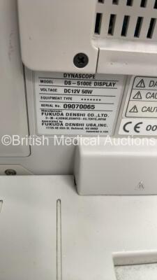 Mixed Lot Including Fukuda Denshi Dynascope DS-5100E Patient Monitor on Stand, 1 x Fukuda Denshi Dynascope DS-7100 Patient Monitor on Stand and 1 x Regulator on Stand (Both Power Up) *S/N 09070065 / 500000449* - 6