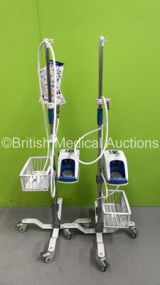 2 x Fisher and Paykel Airvo 2 Humidifiers on Stands with Hoses (Both Power Up) *S/N 190812099603 / 170830056465*