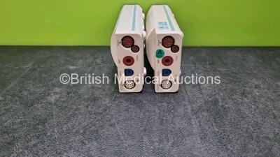 Philips M3001A OPT C06 Modules Including ECG, SpO2, NBP, PRESS and TEMP Options (Both with Slight Damage to Casing - See Photos) *SN DE27730561 / DE22727981*