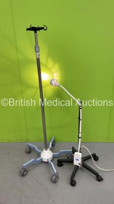 1 x Heine HL 5000 Examination Light on Stand (Powers Up) and 1 x Pole Stand on Wheels