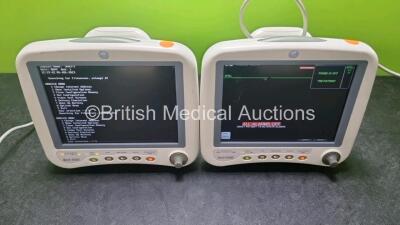 2 x Dash 4000 Patient Monitors (Both Power Up, 1 x Does Not Boot Up) Including ECG, CO2, NBP, Temp/CO, SpO2, BP1/3 and BP2/4 Options *SN SHQ11230056SA / SHQ11230058SA*