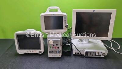 Job Lot Including 1 x GE Dash 4000 Patient Monitor Including ECG, NBP, SpO2, BP1/3, BP2/3, CO2 and Temp/CO Options (Powers Up) 1 x GE Dash 3000 Patient Monitor Including ECG, NBP, CO2, BP1, BP2, SpO2 and Temp/Co Options (No Power, Printer Option Missing) 