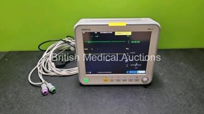 Mindray iPM 12 Patient Monitor Including ECG, SpO2, IBP1, IBP2, NIBP, T1 and T2 Options (Powers Up, Slight Damage to Casing - See Photo) *SN FH-28001581*