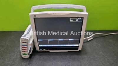 GE B450 Carescape Monitor *Mfd 2018* (Powers Up) with 1 x GE Patient Data Module *Mfd 2018* (Powers Up) Including ECG, Temp,CO, P1/P3, P2/P4, SpO2 and NIBP Options *SN SA318060453SA / SNE18060086HA*