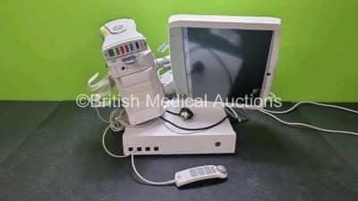 GE Carescape B850 Monitoring System Including 1 x D19KT Display / Monitor, 1 x GE Dinamap Ref 2016793-002 Patient Data Module Including ECG, Temp/CO, P1/P3, P2/P4, SpO2 and NIBP Options 1 x F5-01 Module Rack with 5 x Blank Modules and 1 x GE USB Remote (