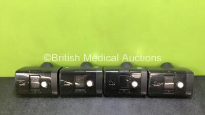 4 x ResMed Autoset Airsense 10 CPAP Units with 4 x Power Supplies (All Power Up, 3 x Missing Humidifier Chambers - See Photos)