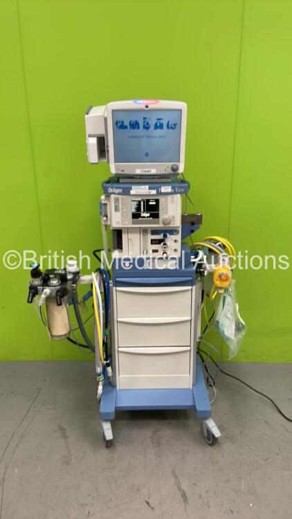 Drager Fabius Tiro Anaesthesia Machine Software Version 3.37B- Total Running Hours 2350 - Total Ventilator Hours 30 with GE Carescape B650 Monitor and Hoses (Powers Up) *S/N ASEH-0199*