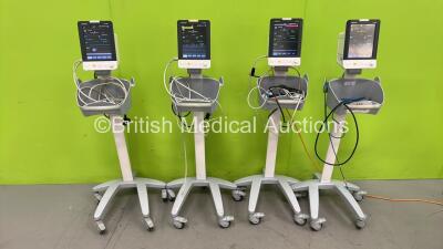 4 x Mindray VS-900 Vital Signs Monitors on Stands with Selection of Cables (All Power Up - 1 x Damaged Handle) *S/N FV-8C026282 / FV-99032374 / FV-04038880 / FV-77017849*