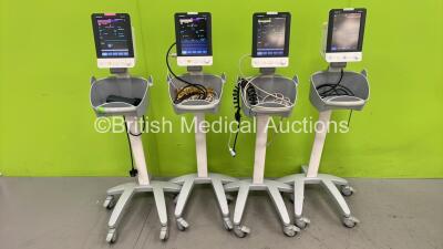 4 x Mindray VS-900 Vital Signs Monitors on Stands with Selection of Cables (All Power Up - 1 x BP Port Damaged) *S/N FV-77017861*