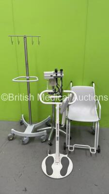 Mixed Lot Including Marsden Wheelchair Weighing Scales, 1 x Samhall Standing Aid, Welch Allyn Otoscope / Ophthalmoscope Set with 2 x Handpieces and 2 x Heads (No Power) and 1 x B-Braun Drip Stand *S/N 8721108*