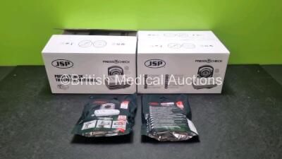 100 x JSP Press Check P3 Dust Filters *Exp 2030* ( 2 x Boxes of 10 Shown, 10 x Boxes of 10 Total in Lot) **Stock Photo**