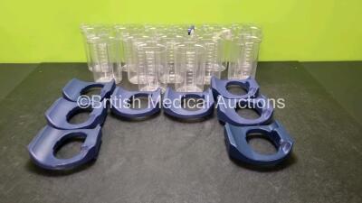 Job Lot Including 13 x Serres Suction Cups (All with Missing Lids) and 8 x Inserts For LSU Laerdal Suction Units