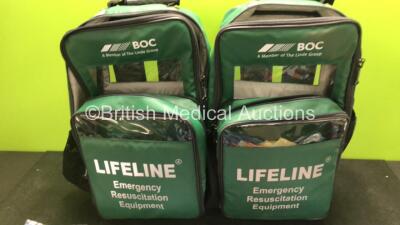 2 x BOC Lifeline Emergency Resuscitation Equipment Bags with Masks and Tubing - 2