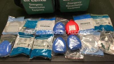 2 x BOC Lifeline Emergency Resuscitation Equipment Bags with Masks and Tubing - 3