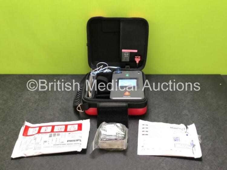 Philips Heartstart FR3 Defibrillator with 2 x Batteries *Install Dates 01-2025 / 04-2027* and 2 x Electrode Pads *Both in Date - 1 x Opened* in Carry Case (Powers Up) *SN C16A-00934* **C**