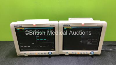 2 x Charter Kontron CK3100 Patient Monitors (Both Power Up, 1 x Crack in Casing - See Photos) *SN W6BLC1626Q / W6CLC1646QR*