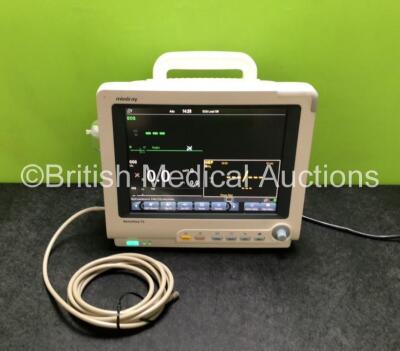 Mindray BeneView T5 Patient Monitor with Printer Options, 1 x Mindray Multiparameter Patient Module Including ECG, SpO2, T1, T2 and NIBP Options and 1 x Mindray CO2 Gas Module with Water Trap (Powers Up with Damage to Casing - See Photos) *SN CTA05022017 