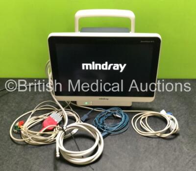 Mindray BeneVision N15 Patient Monitor *Mfd 01-2021* with Printer Options, 1 x Mindray Multiparameter Patient Module Including ECG, SpO2, IBP1, IBP2, T1, T2 and NIBP Options and 1 x Mindray AG Gas Module with Water Trap (Powers Up with Damage to Both Modu